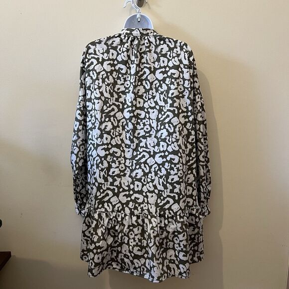 Elizabeth and James Olive Leopard Poplin Dress XL - Picture 9 of 15